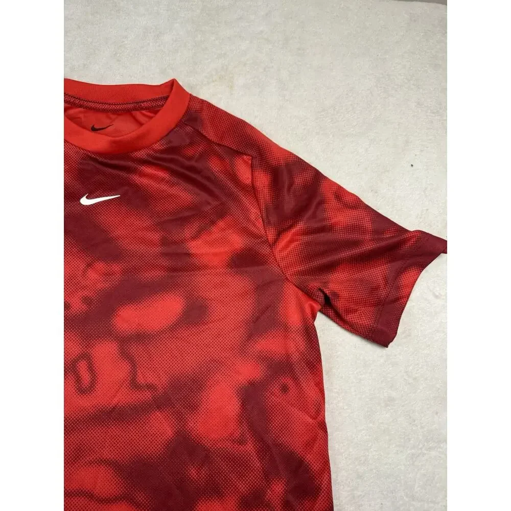 Nike Dri-FIT Boys Large Red Graphic Short Sleeve Athletic Shirt Swoosh